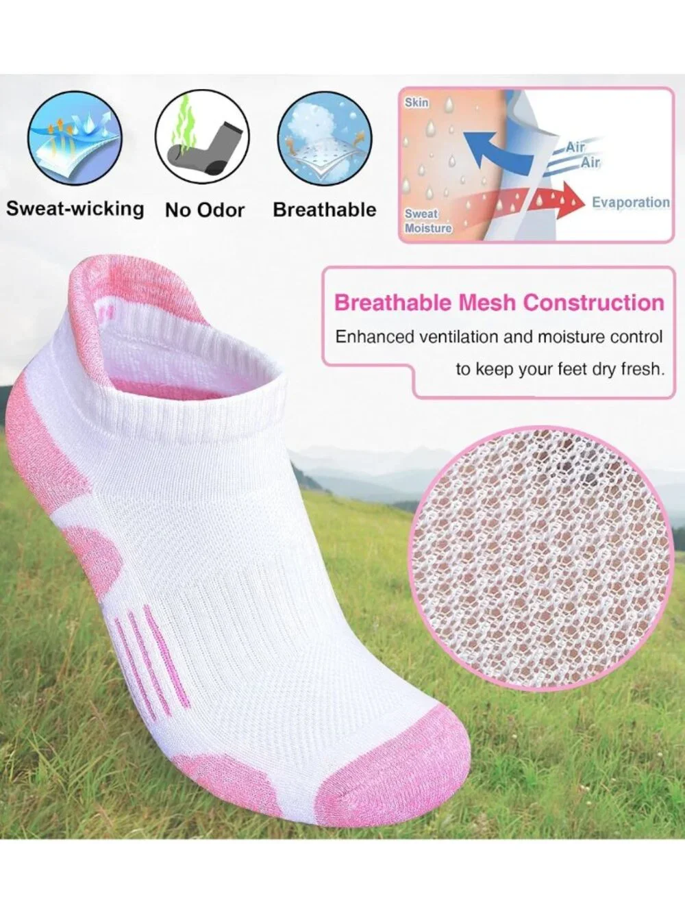 Women's Thick Cushioned Athletic Ankle Socks - 5 Pairs, Anti-Blister